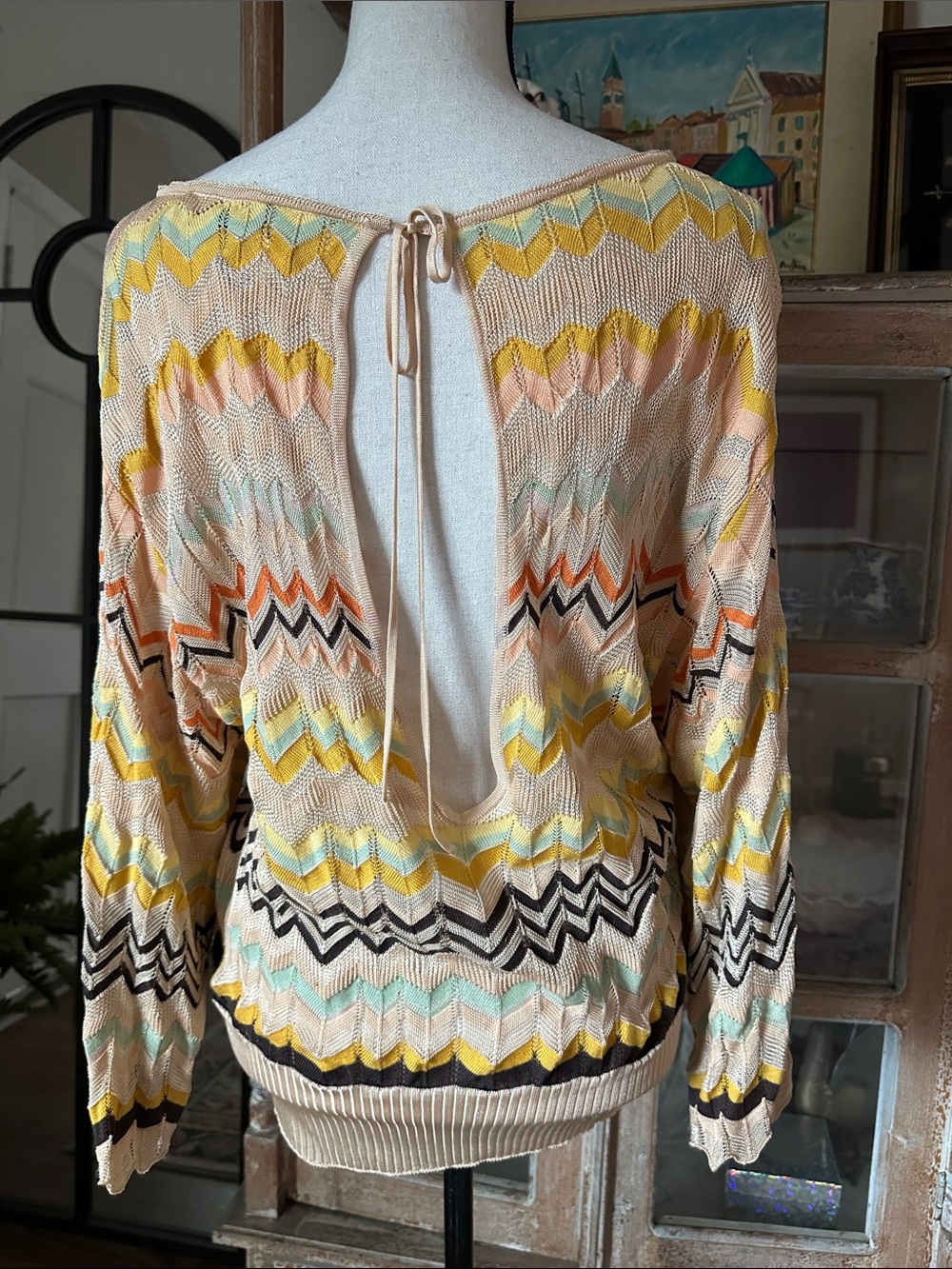 Missoni ZigZag Low Back Boat Neck Top Classic Chevron - Picture 3 of 7